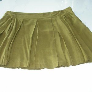 Khaki Pleated Swishy Skirt